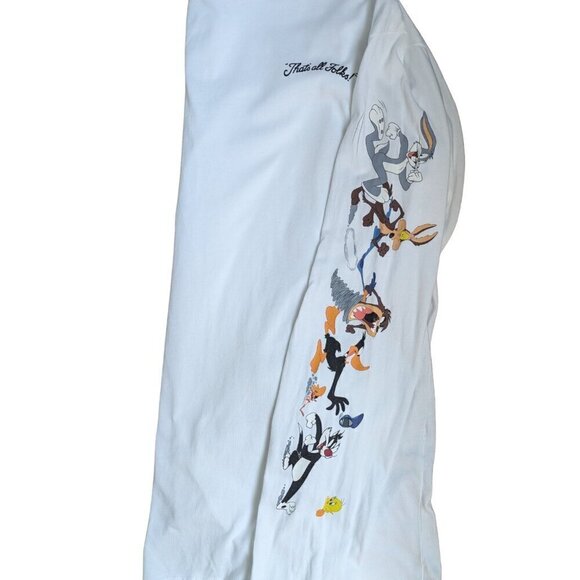 H&M Buggs Bunny White Long Sleeve Shirt with Characters on Sleeves  Women Size M - Picture 5 of 11